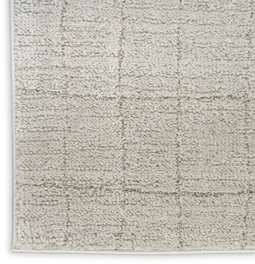 Beige and Gray Abstract Power Loom Area Rug Photo 8
