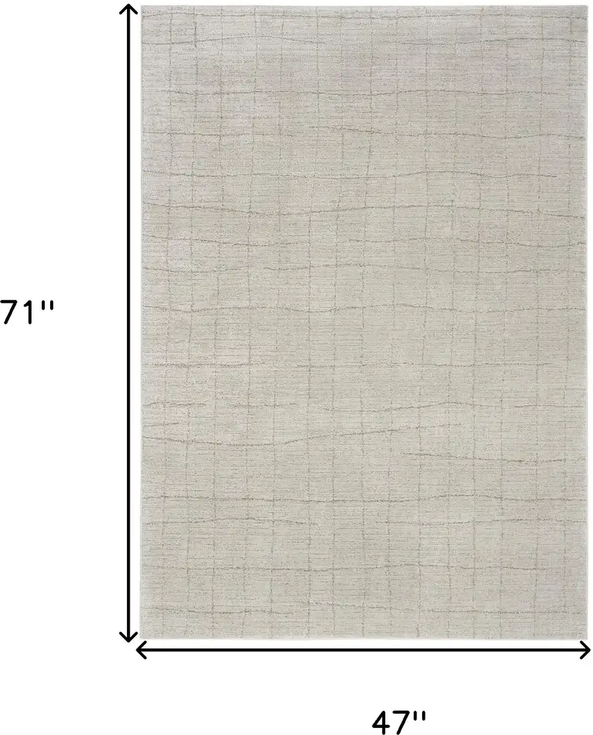 Beige and Gray Abstract Power Loom Area Rug Photo 3