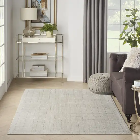 Beige and Gray Abstract Power Loom Area Rug Photo 5
