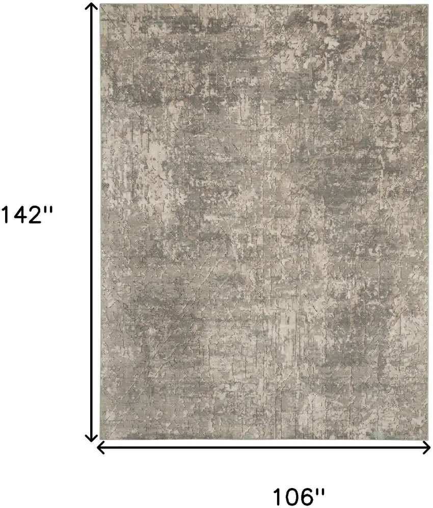 Beige and Gray Abstract Power Loom Area Rug Photo 3