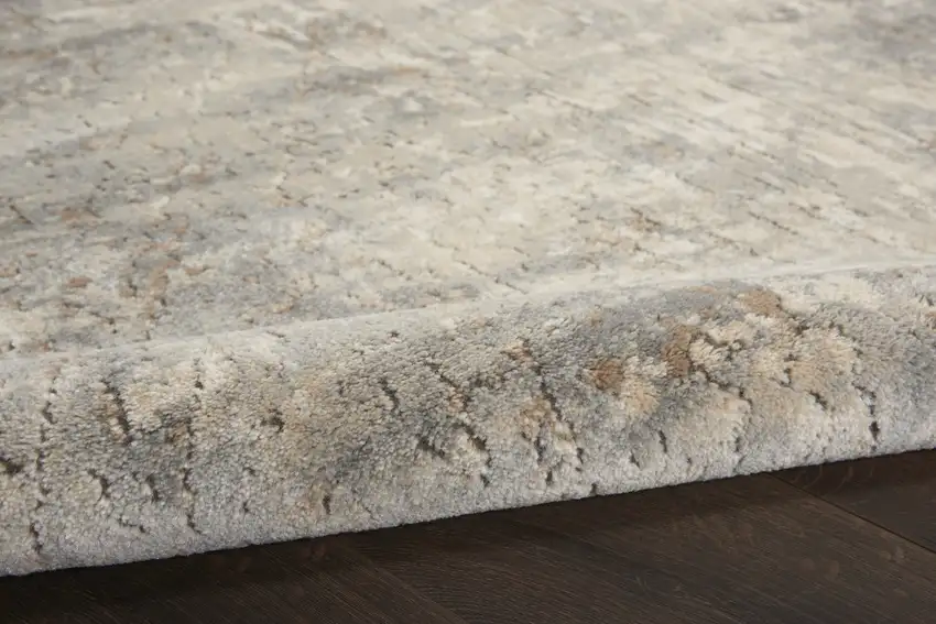 Beige and Gray Abstract Power Loom Area Rug Photo 8