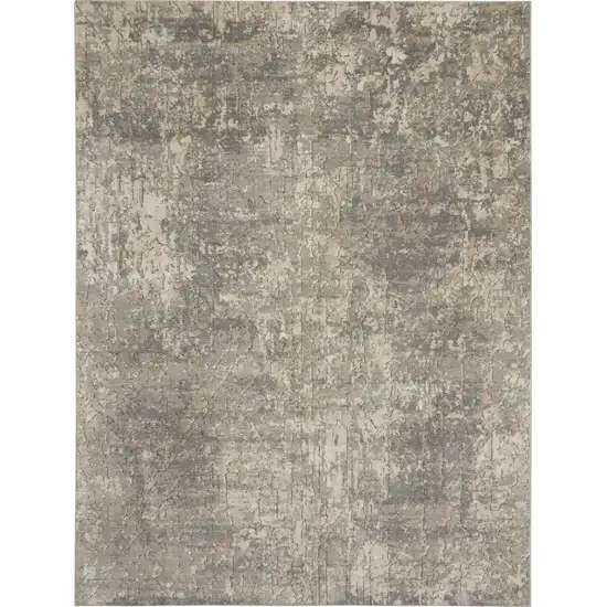Beige and Gray Abstract Power Loom Area Rug Photo 9