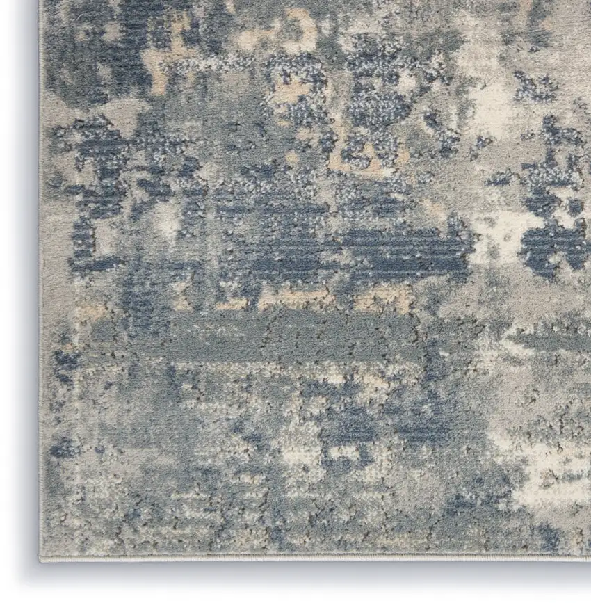 Beige and Gray Abstract Power Loom Area Rug Photo 8