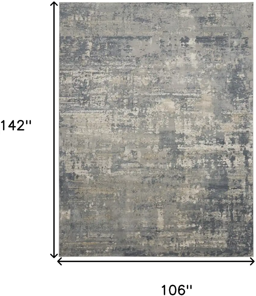 Beige and Gray Abstract Power Loom Area Rug Photo 3