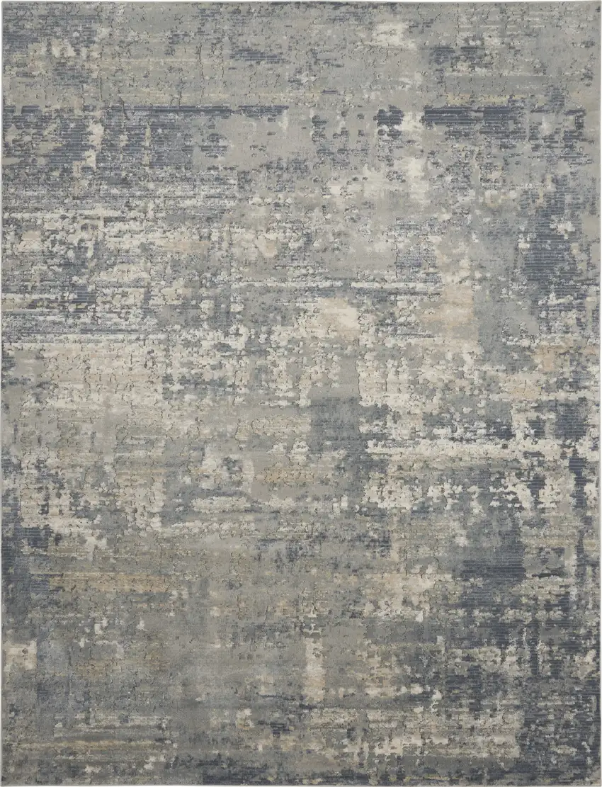 Beige and Gray Abstract Power Loom Area Rug Photo 2
