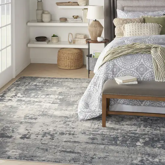 Beige and Gray Abstract Power Loom Area Rug Photo 5