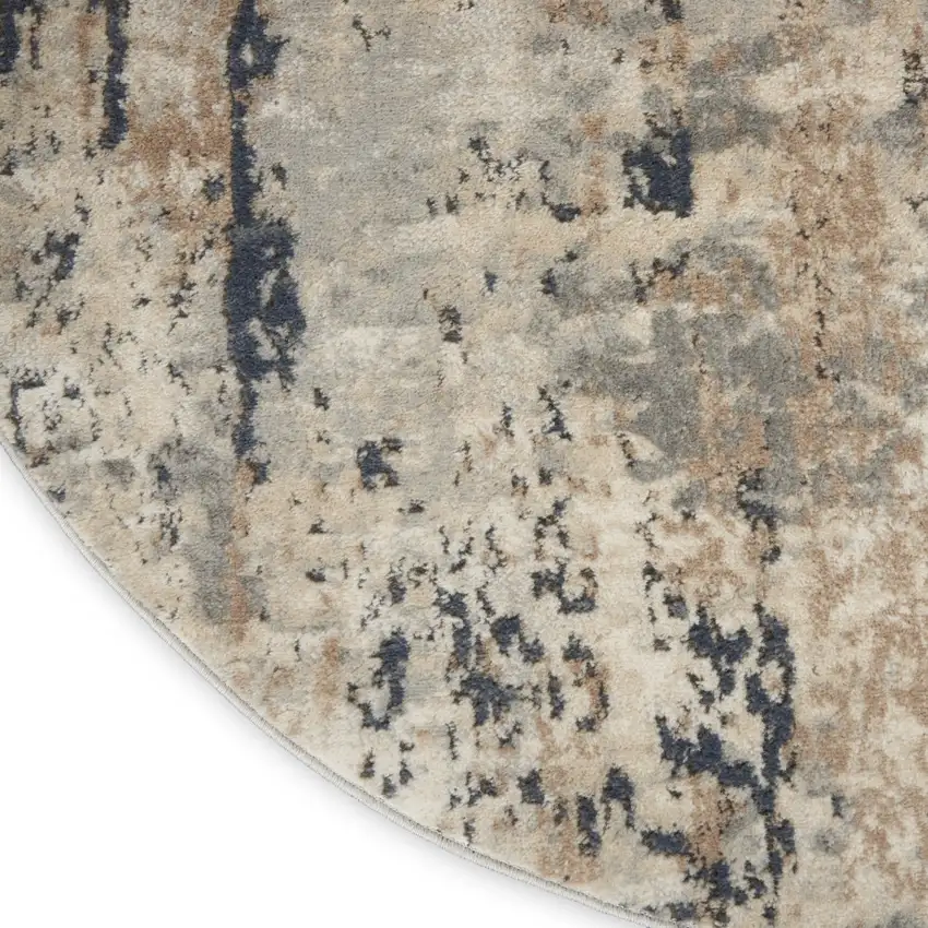 Beige and Gray Abstract Power Loom Area Rug Photo 8