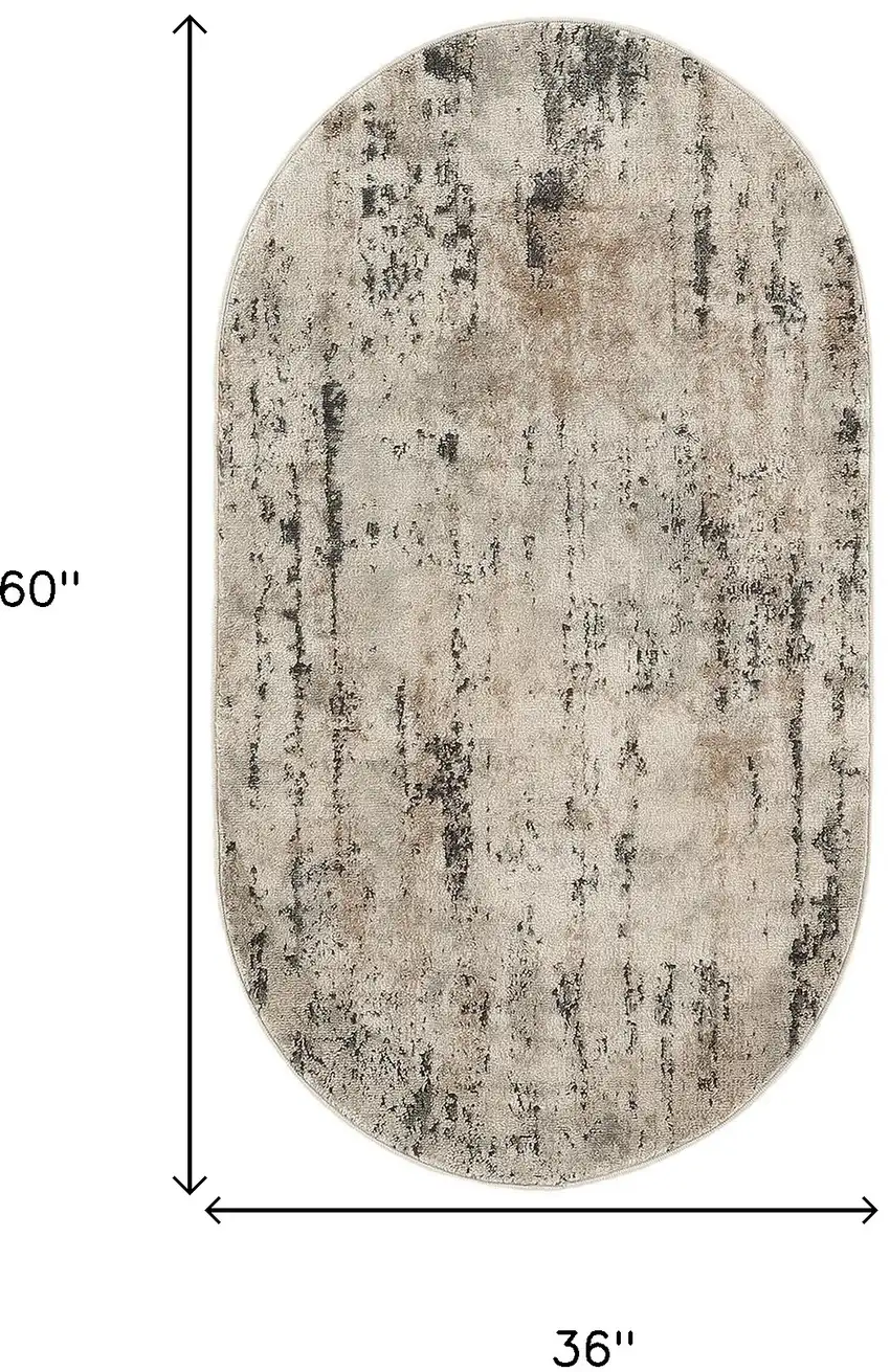 Beige and Gray Abstract Power Loom Area Rug Photo 3