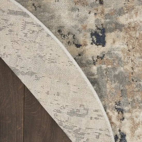 Beige and Gray Abstract Power Loom Area Rug Photo 9