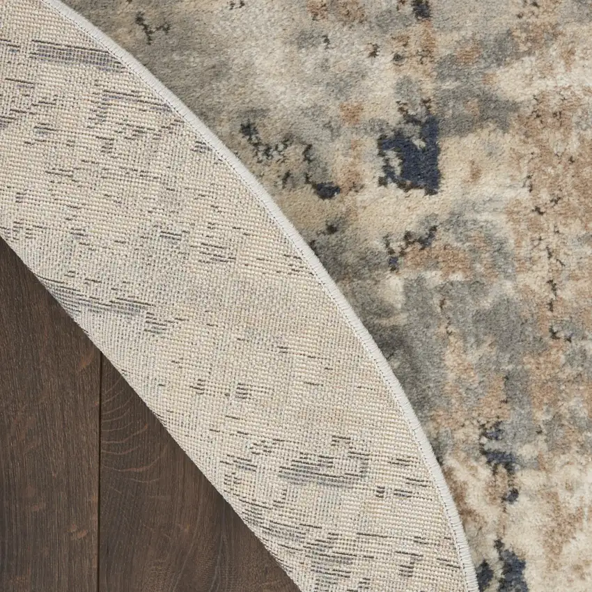 Beige and Gray Abstract Power Loom Area Rug Photo 9