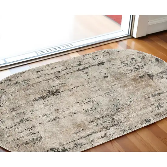 Beige and Gray Abstract Power Loom Area Rug Photo 2