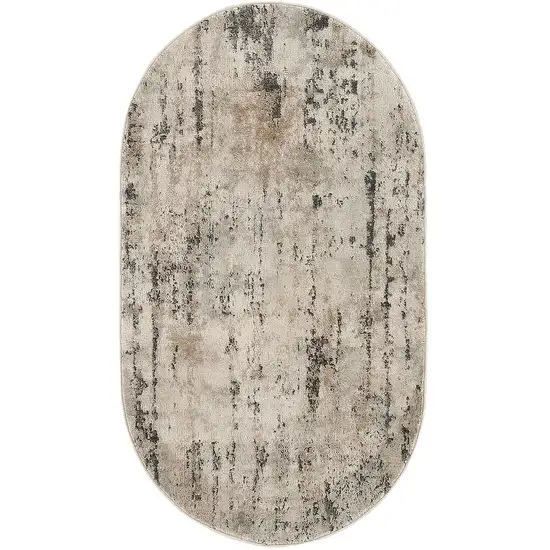 Beige and Gray Abstract Power Loom Area Rug Photo 3