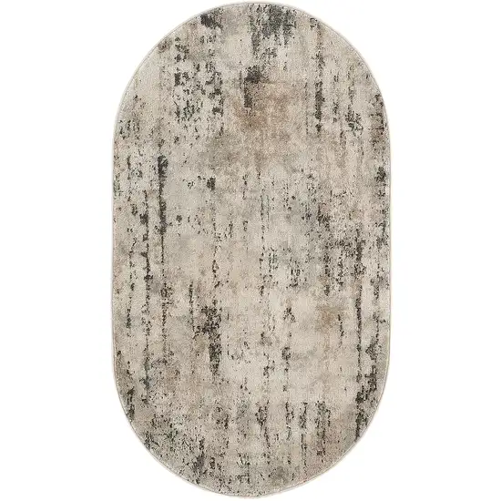 Beige and Gray Abstract Power Loom Area Rug Photo 4