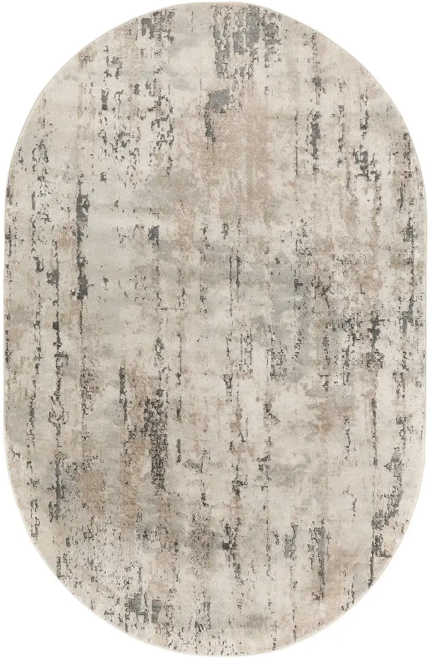 Beige and Gray Abstract Power Loom Area Rug Photo 2