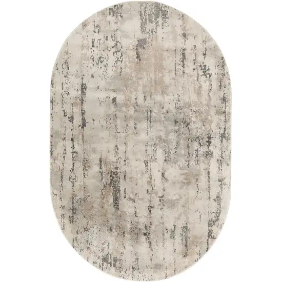 Beige and Gray Abstract Power Loom Area Rug Photo 3