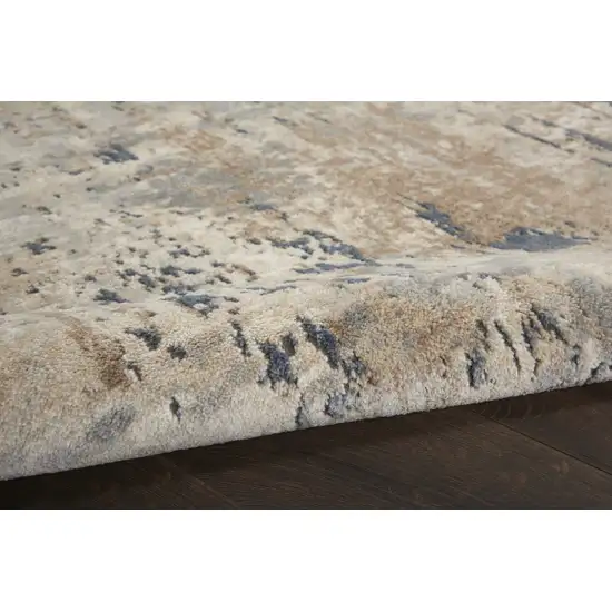 Beige and Gray Abstract Power Loom Area Rug Photo 8
