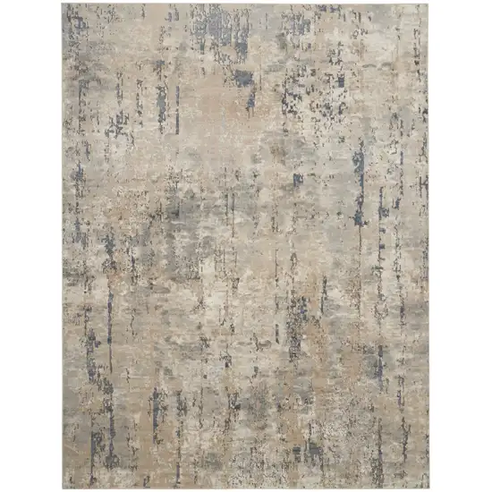 Beige and Gray Abstract Power Loom Area Rug Photo 9