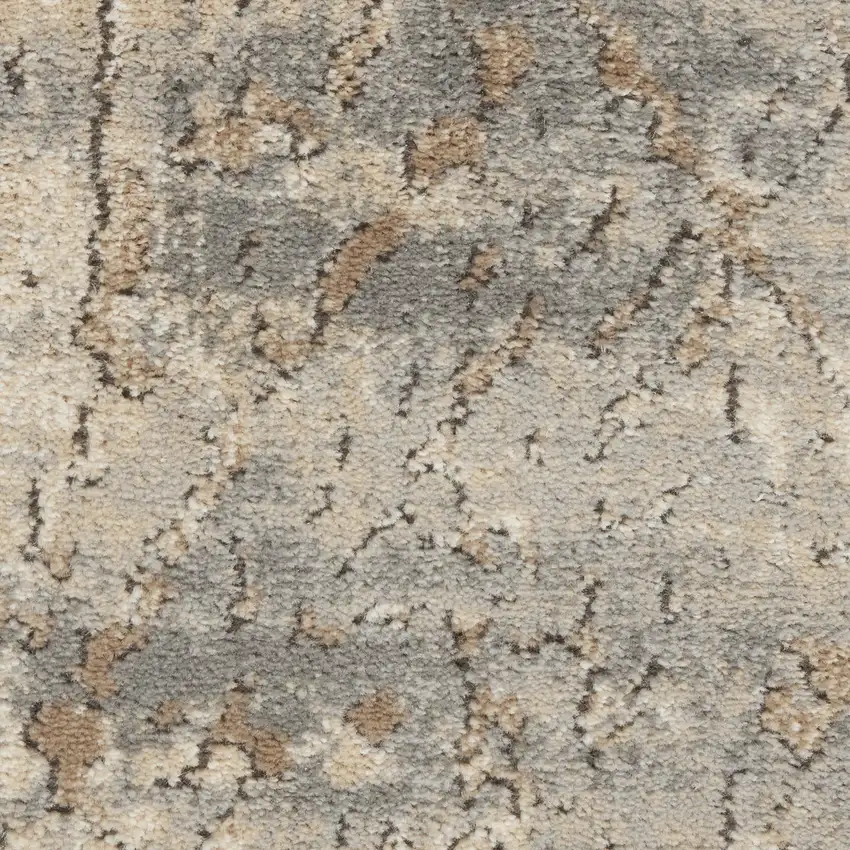 Beige and Gray Abstract Power Loom Area Rug Photo 1