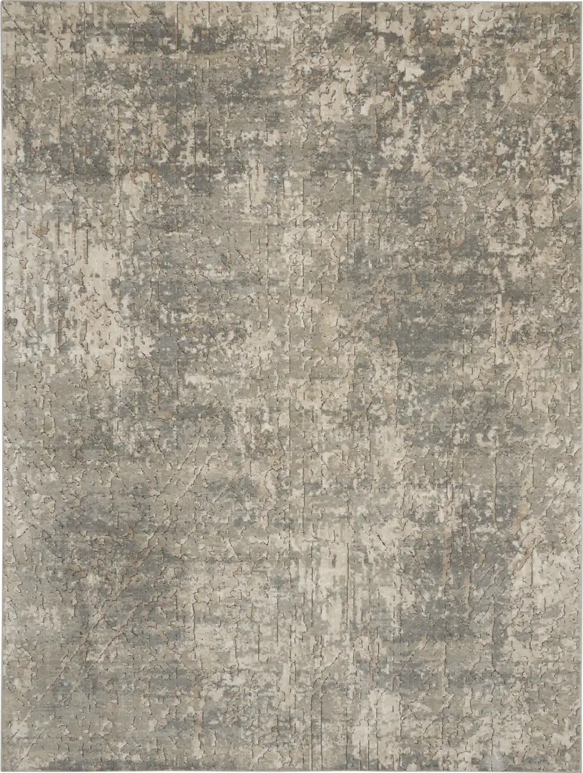 Beige and Gray Abstract Power Loom Area Rug Photo 2