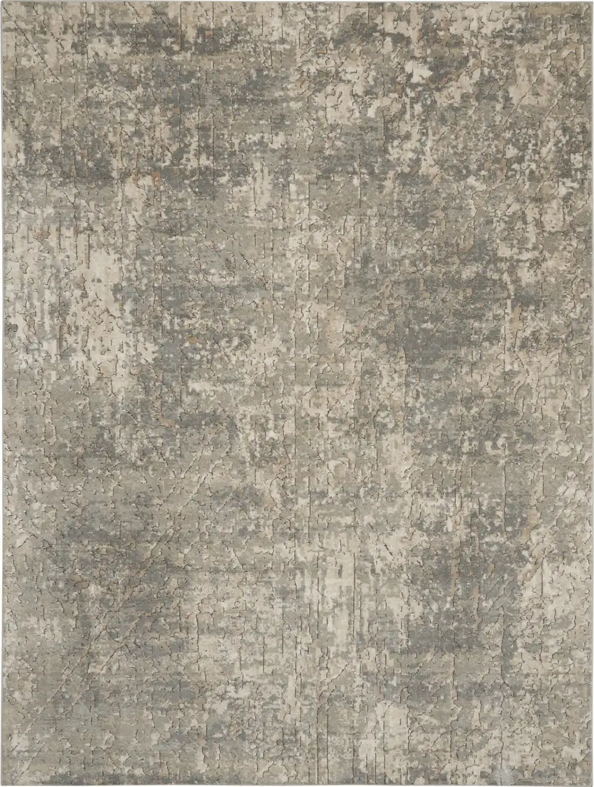 Beige and Gray Abstract Power Loom Area Rug Photo 8