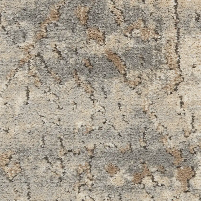 Beige and Gray Abstract Power Loom Area Rug Photo 1