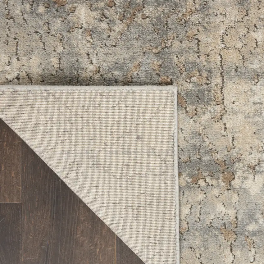 Beige and Gray Abstract Power Loom Area Rug Photo 9
