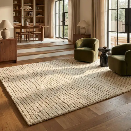 Beige and Gray Abstract Power Loom Distressed Non Skid Area Rug Photo 8