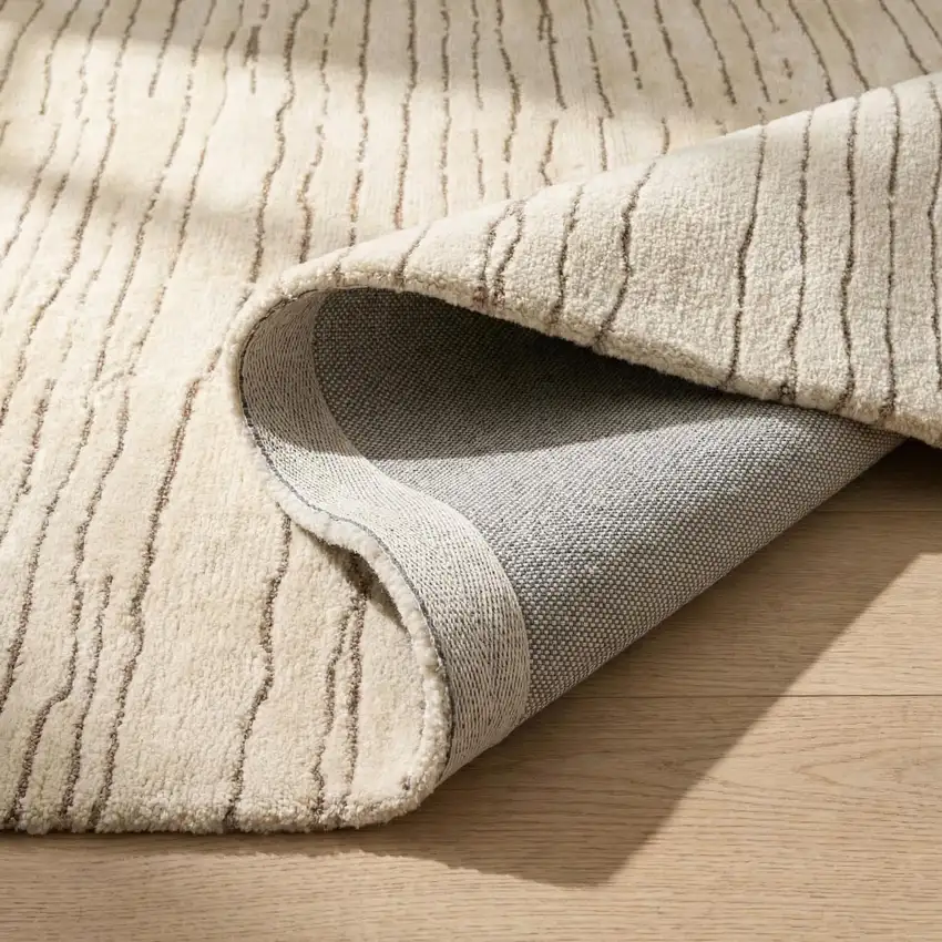 Beige and Gray Abstract Power Loom Distressed Non Skid Area Rug Photo 5