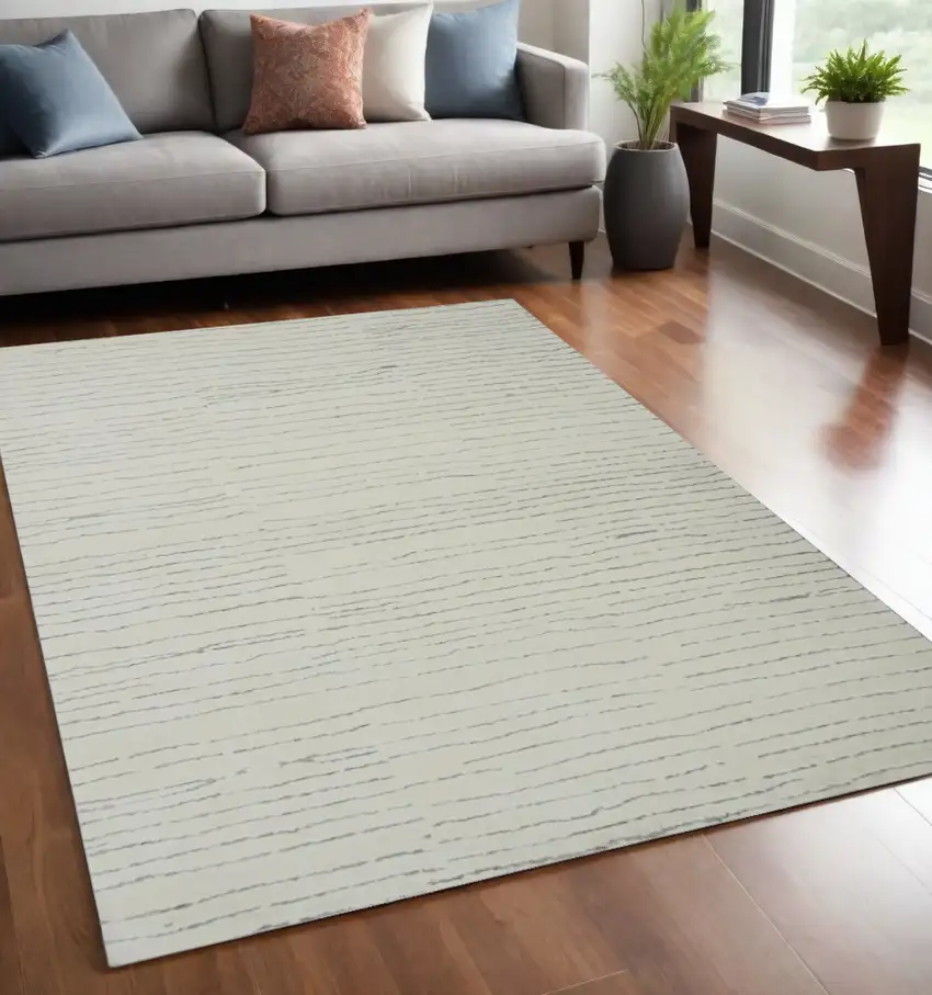 Beige and Gray Abstract Power Loom Distressed Area Rug Photo 1