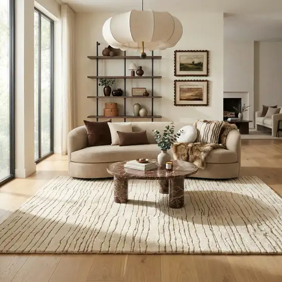 Beige and Gray Abstract Power Loom Distressed Non Skid Area Rug Photo 7
