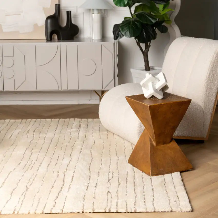 Beige and Gray Abstract Power Loom Distressed Non Skid Area Rug Photo 9