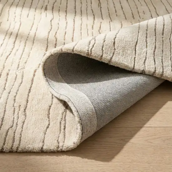 Beige and Gray Abstract Power Loom Distressed Non Skid Area Rug Photo 5