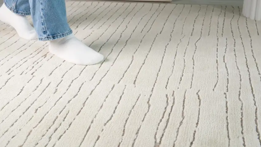Beige and Gray Abstract Power Loom Distressed Area Rug Photo 6