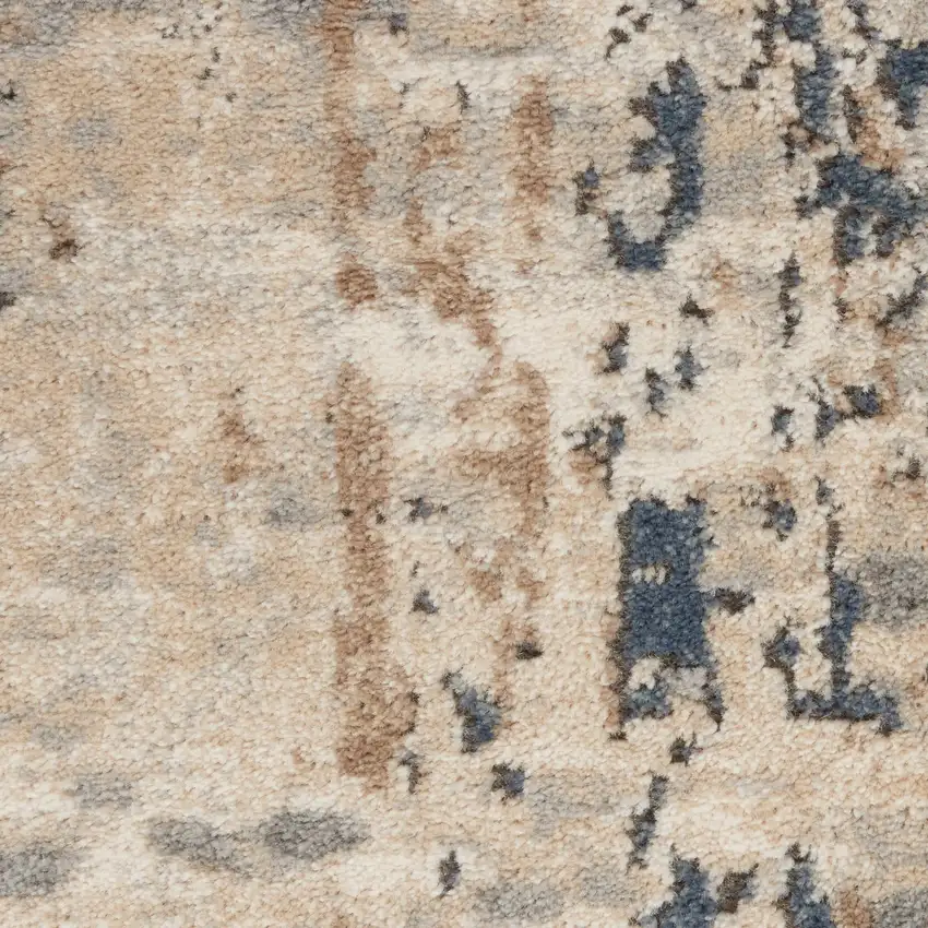 12' Beige And Gray Abstract Runner Rug Photo 9