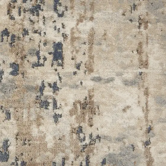 Beige and Gray Abstract Power Loom Runner Rug Photo 8