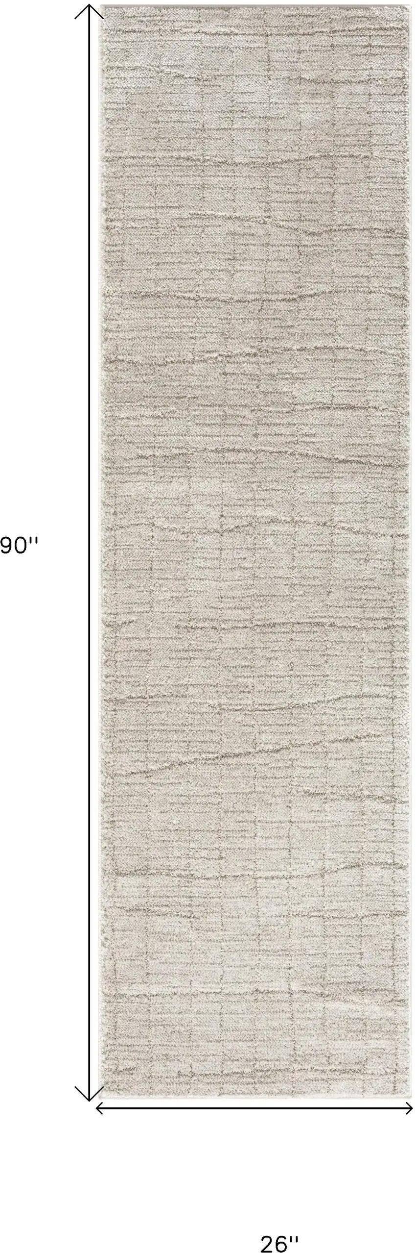 Beige and Gray Abstract Power Loom Runner Rug Photo 3