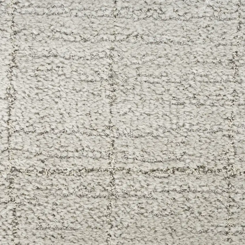 Beige and Gray Abstract Power Loom Runner Rug Photo 7