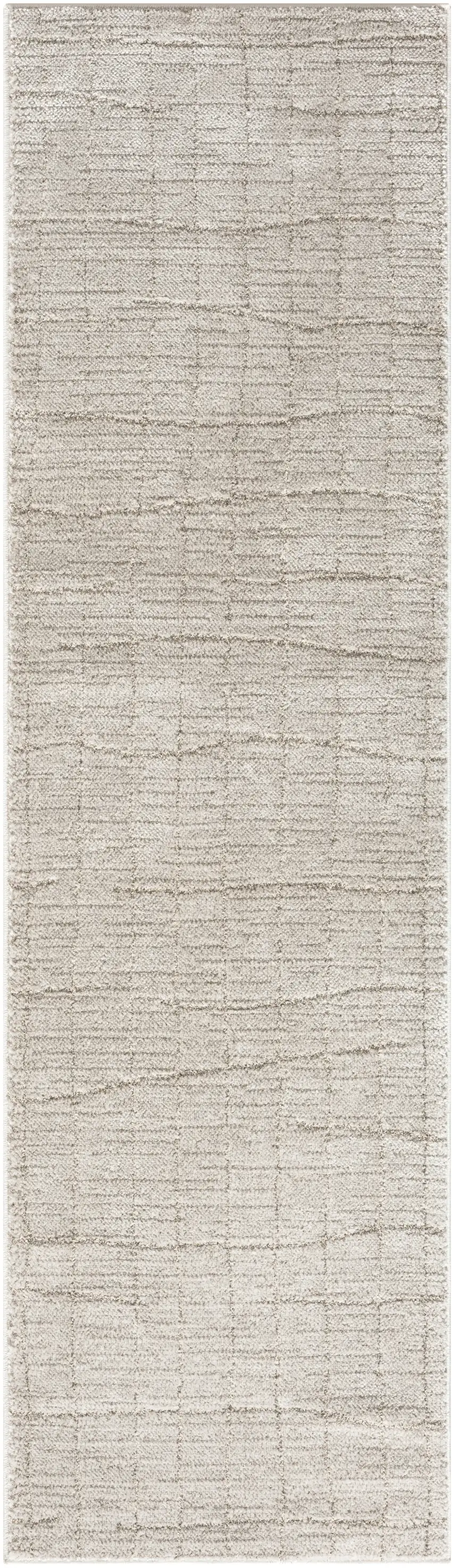 Beige and Gray Abstract Power Loom Runner Rug Photo 2