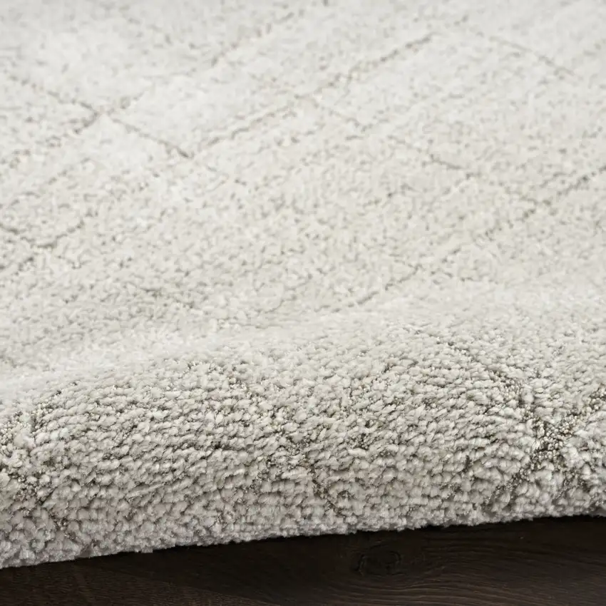 Beige and Gray Abstract Power Loom Runner Rug Photo 8