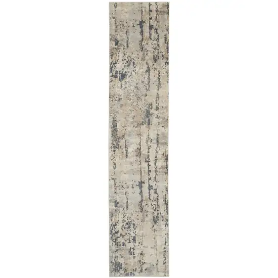 20' Beige And Gray Abstract Runner Rug Photo 4