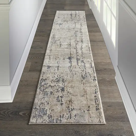 20' Beige And Gray Abstract Runner Rug Photo 5