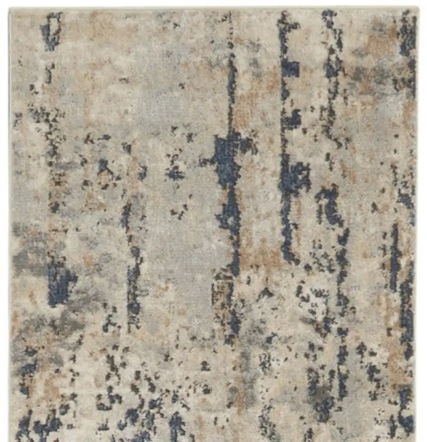 6' Beige And Gray Abstract Runner Rug Photo 1