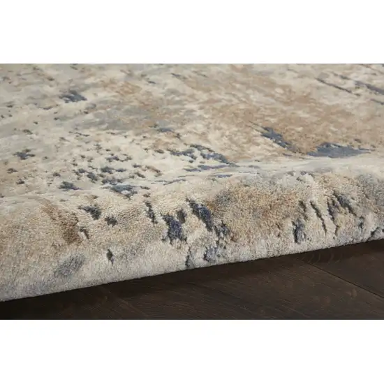 6' Beige And Gray Abstract Runner Rug Photo 9