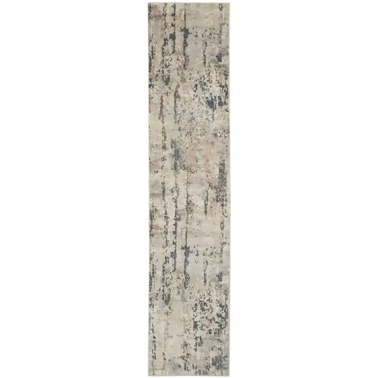 6' Beige And Gray Abstract Runner Rug Photo 3