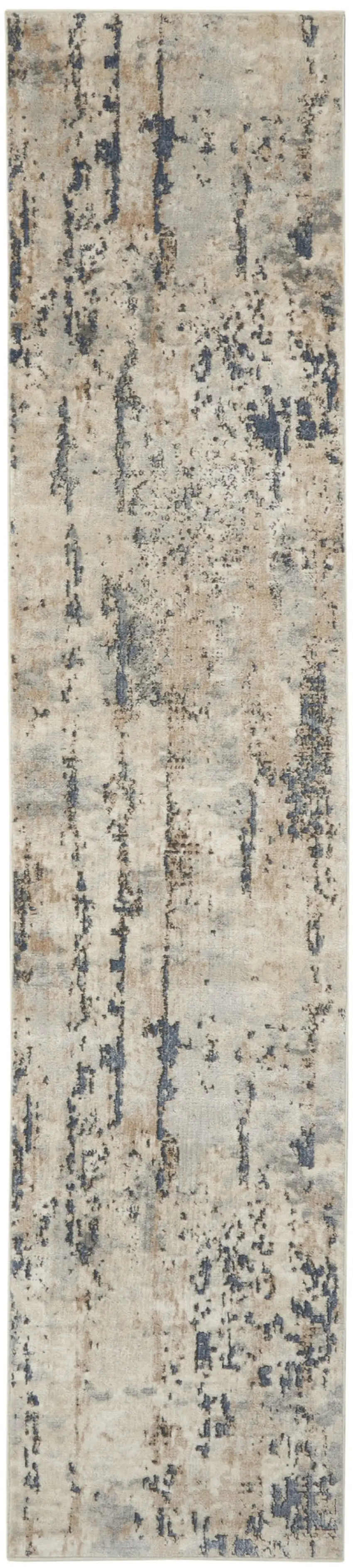 6' Beige And Gray Abstract Runner Rug Photo 3