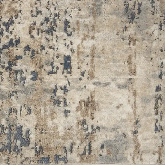 Beige and Gray Abstract Power Loom Runner Rug Photo 8