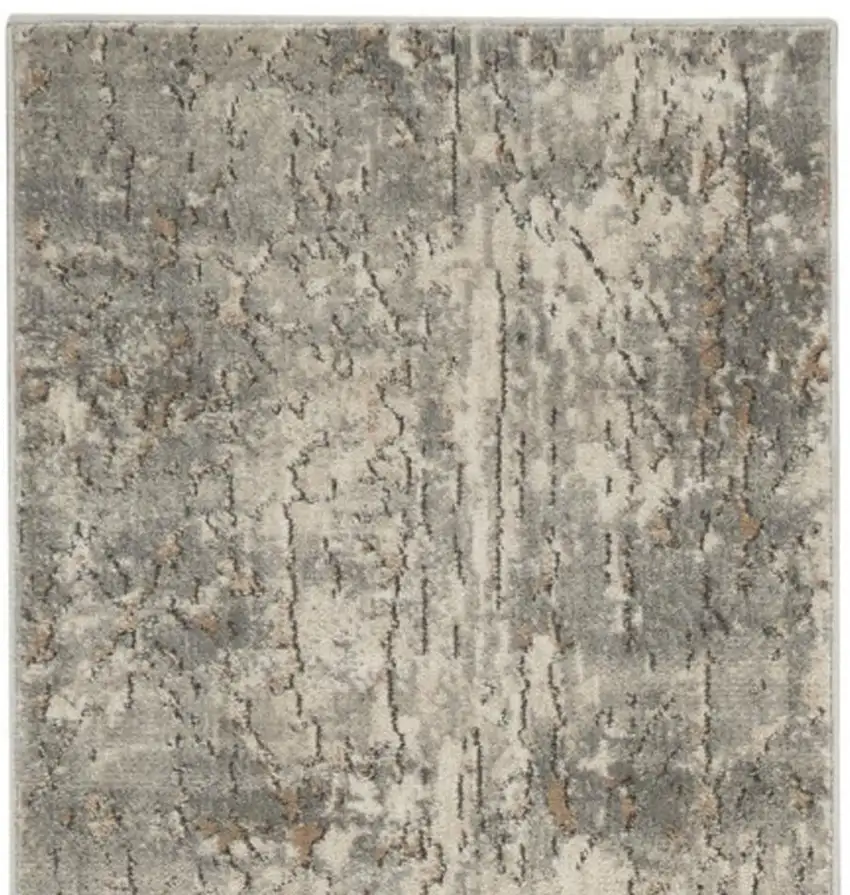 10' Beige And Gray Abstract Runner Rug Photo 3