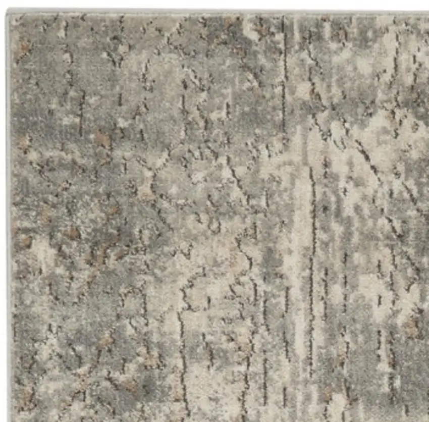 10' Beige And Gray Abstract Runner Rug Photo 1
