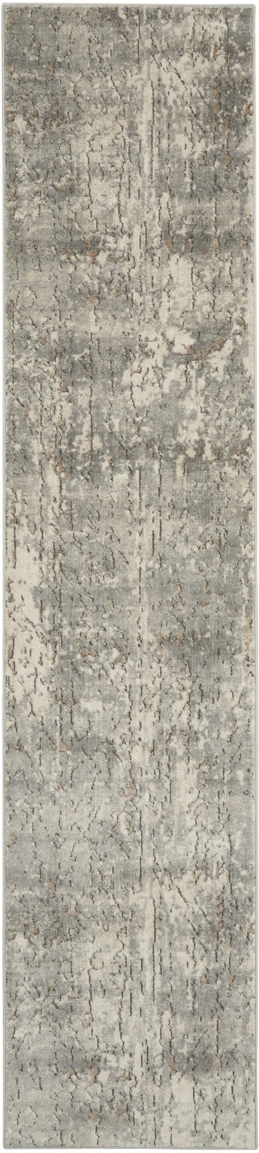 10' Beige And Gray Abstract Runner Rug Photo 4