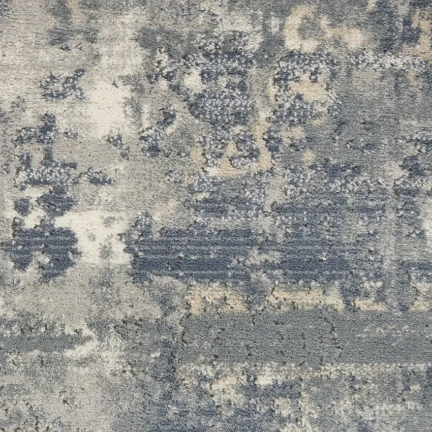 Beige and Gray Abstract Power Loom Runner Rug Photo 9